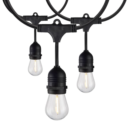 Satco 24-Foot LED String Light Fixture with 12-S14 Lamps, 2000K, 120 Volts, PK 2 S8037